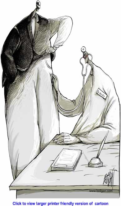 Political Cartoon: Greedy Medical Insurance Companies By Angel Boligan, Cagle Cartoons, El Universal, Mexico City