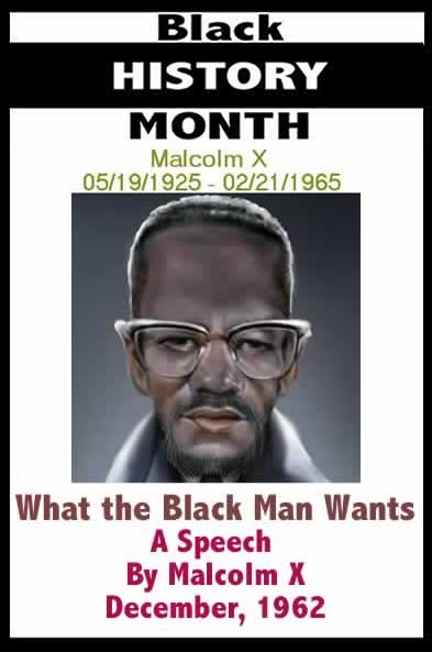 Black History Month - What the Black Man Wants - A Speech By Malcolm X 5/19/1925 - 2/21/1965