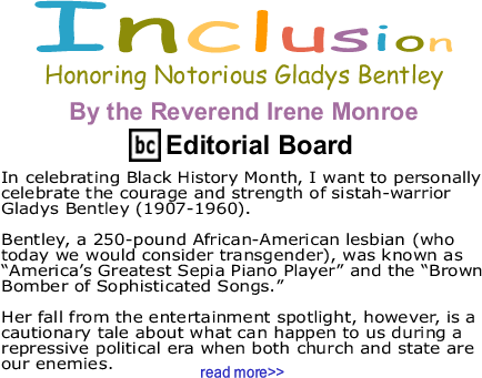 Honoring Notorious Gladys Bentley - Inclusion - By The Reverend Irene Monroe - BlackCommentator.com Editorial Board