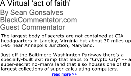 A Virtual ‘act of faith’ By Sean Gonsalves, BlackCommentator.com Guest Commentator