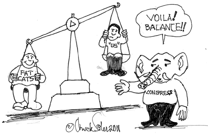 BlackCommentator.com: Political Cartoon -  Balanced Scales By Chuck Siler, Carrollton TX