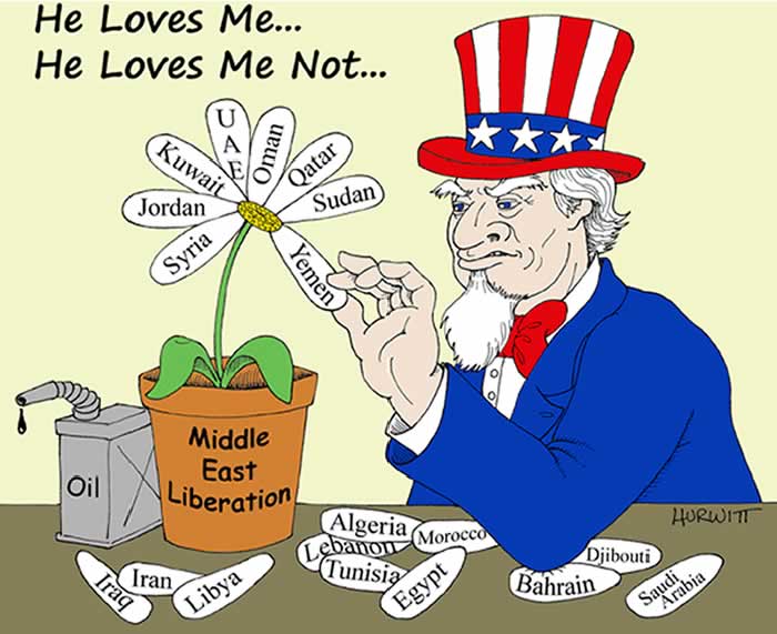 BlackCommentator.com: Political Cartoon - Middle East Liberation By Mark Hurwitt, Brooklyn NY