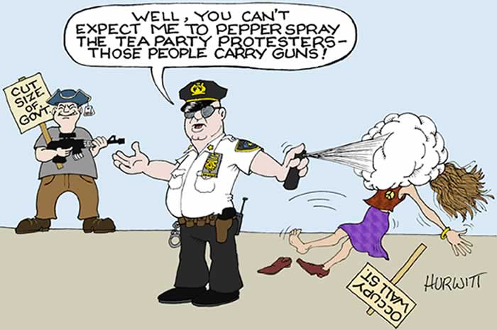 BlackCommentator.com: Political Cartoon - OWS Pepper Spray Policy By Mark Hurwitt, Brooklyn NY