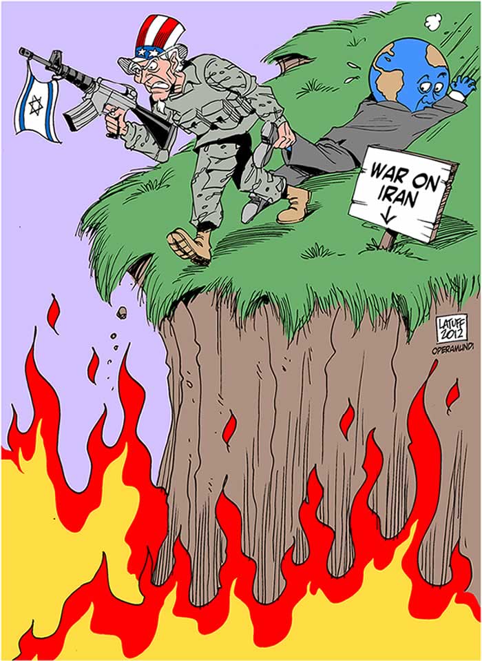 BlackCommentator.com: Political Cartoon - Dragging the World Into Another War By Carlos Latuff, Rio de Janeiro Brazil