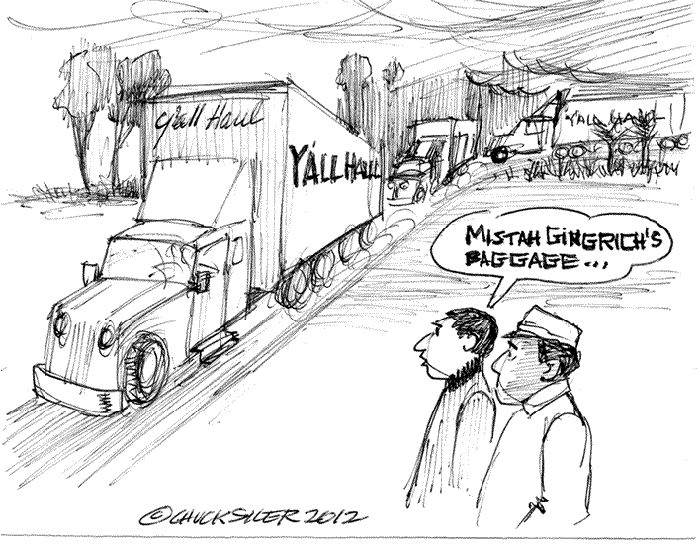 BlackCommentator.com: Political Cartoon - Newt's Baggage By Chuck Siler, Carrollton TX
