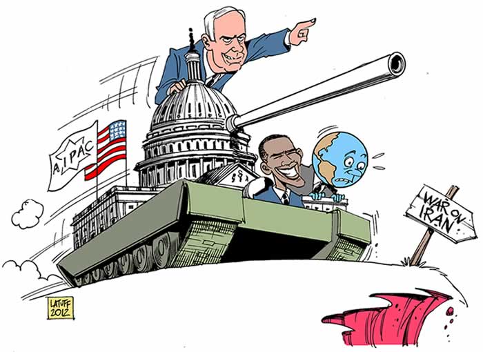 BlackCommentator.com: Political Cartoon - AIPAC and the Push Toward War By Carlos Latuff, Rio de Janeiro Brazil