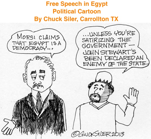 BlackCommentator.com: Free Speech in Egypt - Political Cartoon By Chuck Siler, Carrollton TX