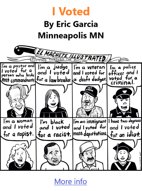 BlackCommentator.com Jan 16, 2024 - Issue 1025: I Voted  - Political Cartoon By Eric Garcia, Minneapolis MN