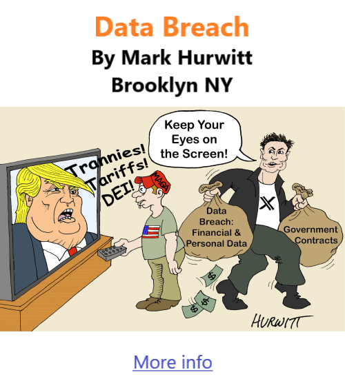 BlackCommentator.com Feb 6, 2024 - Issue 1027: Data Breach - Political Cartoon By Mark Hurwitt, Brooklyn NY