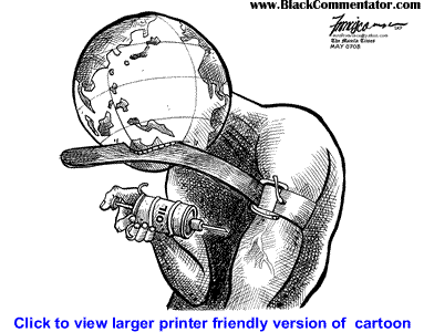 Political Cartoon: Oil Addict By Manny Francisco, Manila, The Phillippines