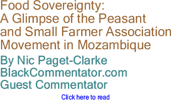 Food Sovereignty: A Glimpse of the Peasant and Small Farmer Association Movement in Mozambique By Nic Paget-Clarke, BlackCommentator.com Guest Commentator