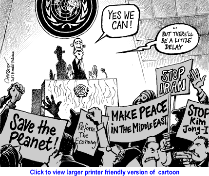 Political Cartoon: Obama at the United Nations By Patrick Chappatte, The International Herald Tribune