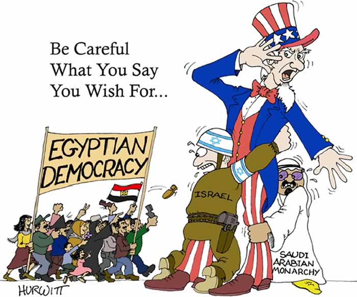 BlackCommentator.com: Political Cartoon - Democracy in Egypt By Mark Hurwitt, Brooklyn NY