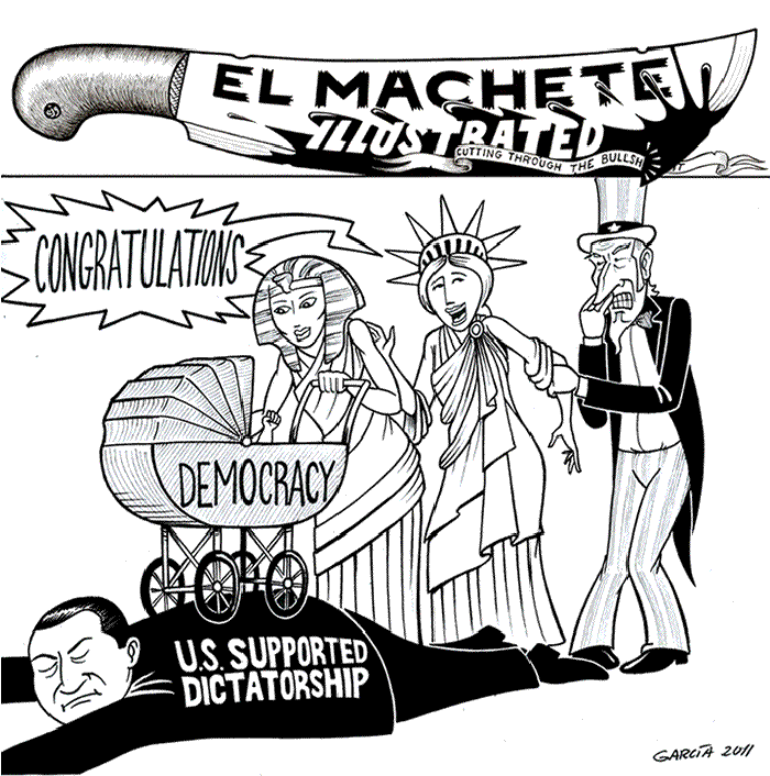 BlackCommentator.com: Political Cartoon - End of Mubarak By Carols Latuff, Rio de Janeiro Brazil