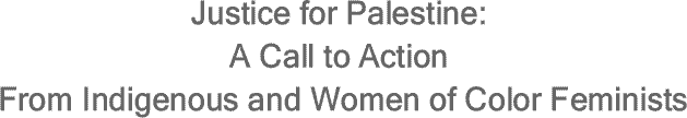 BlackCommentator.com: Justice for Palestine - A Call to Action From Indigenous and Women of Color Feminists