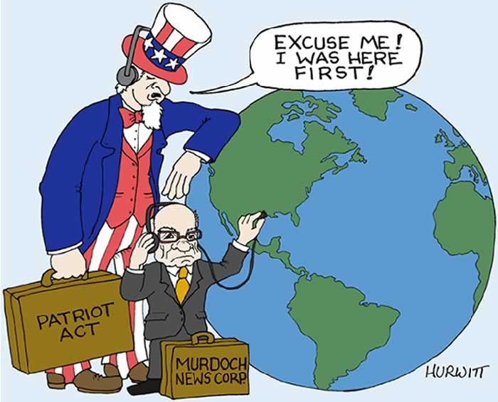 BlackCommentator.com: Political Cartoon - Eavesdroppers By Mark Hurwitt, Brooklyn NY