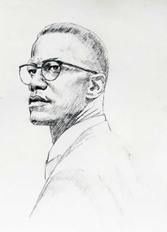 BlackCommentator.com Art:  Malcolm X By London Ladd, Syracuse NY