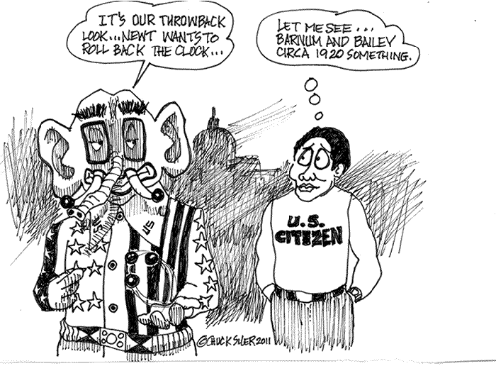 BlackCommentator.com: Political Cartoon - Republican Rollback By Chuck Siler, Carrollton TX