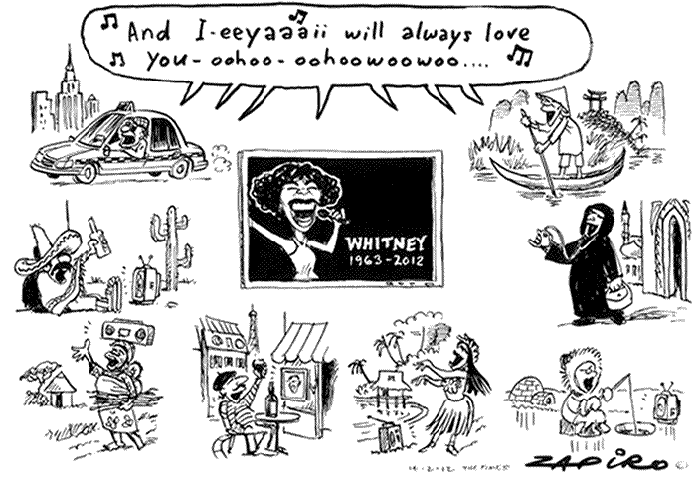 BlackCommentator.com: Political Cartoon - Whitney 1963 - 2012 By Zapiro, South Africa
