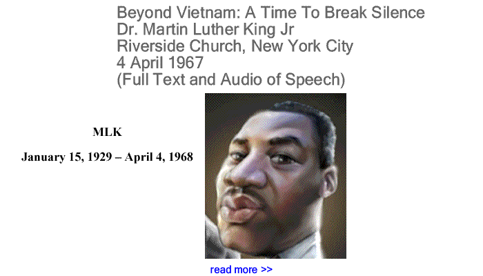 BlackCommentator.com - Beyond Vietnam: A Time To Break Silence - Dr. Martin Luther King Jr 