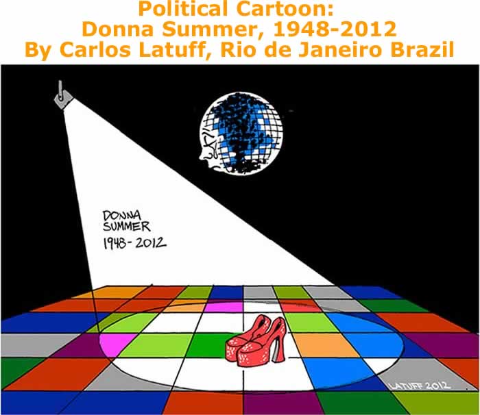 BlackCommentator.com: Political Cartoon - Donna Summer, 1948-2012 By Carlos Latuff, Rio de Janeiro Brazil