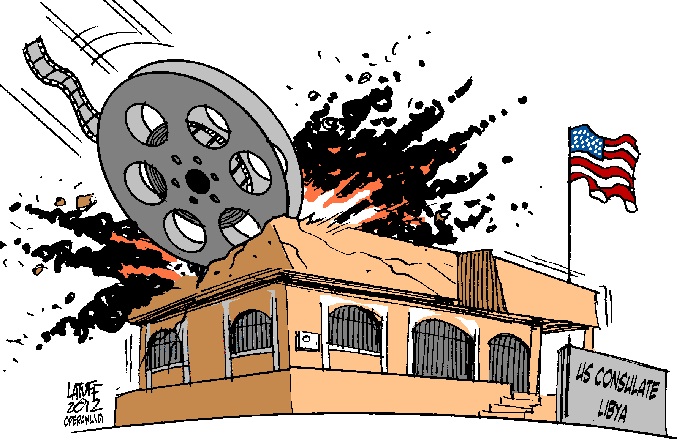 BlackCommentator.com: Political Cartoon - “Innocence of Muslims”: The film that KILLS! By Carlos Latuff, Rio de Janeiro Brazil