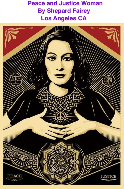 BlackCommentator.com Peace and Justice Woman - Art By Shepard Fairey, Los Angeles CA