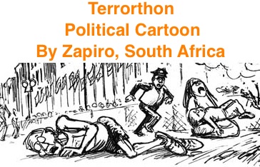 BlackCommentator.com: Terrorthon - Political Cartoon By Zapiro, South Africa