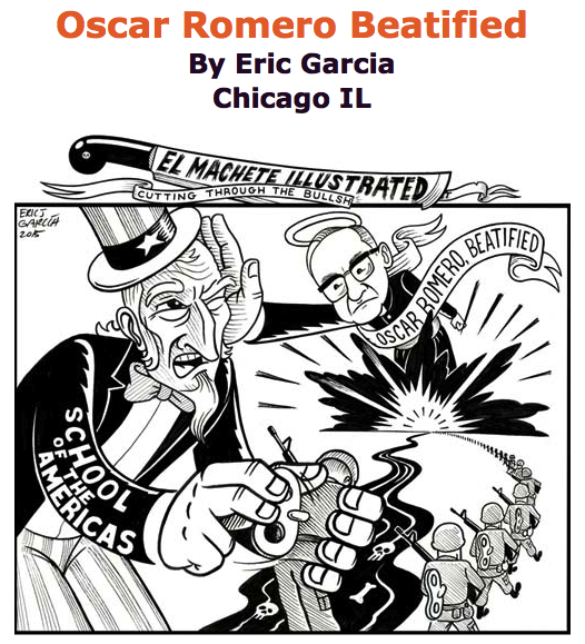 BlackCommentator.com May 28, 2015 - Issue 608: Oscar Romero Beatified - Political Cartoon By Eric Garcia, Chicago IL